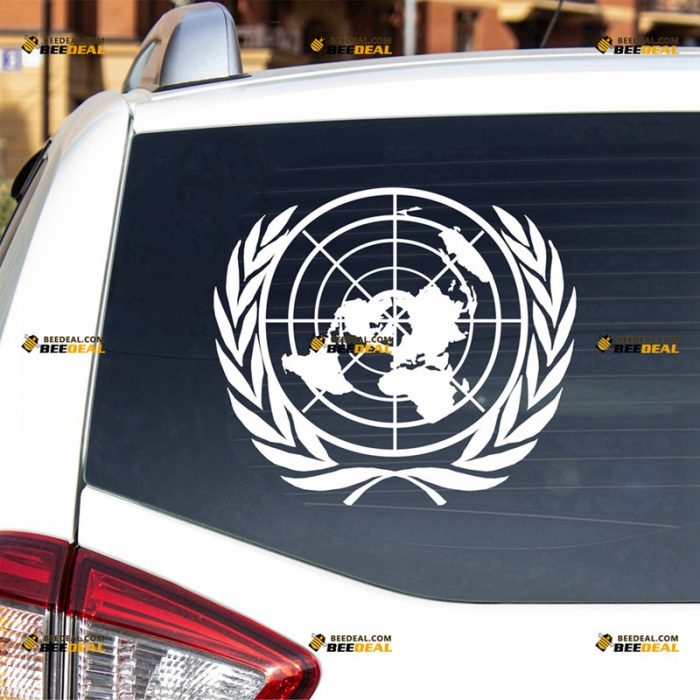 United Nations Sticker Decal Vinyl, UN Symbol, Single Color – For Car Truck Bumper Bike Laptop – Custom, Choose Size Color – Die Cut No Background 7432337