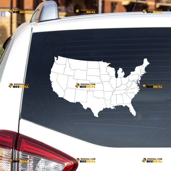 American States Sticker Decal Vinyl, Map Outline – For Car Truck Bumper Bike Laptop – Custom, Choose Size Color – Die Cut No Background 7431227