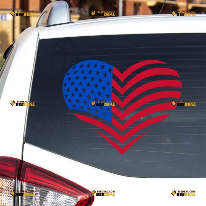 American Flag Sticker Decal Vinyl, Heart Shaped – For Car Truck Bumper Bike Laptop – Custom, Choose Size – Die Cut No Background 7431748
