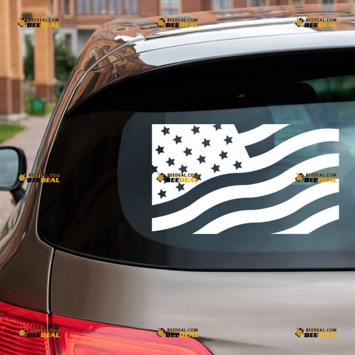 American Flag Sticker Decal Vinyl Waving – For Car Truck Bumper Bike Laptop – Custom, Choose Size Color – Die Cut No Background 7431307