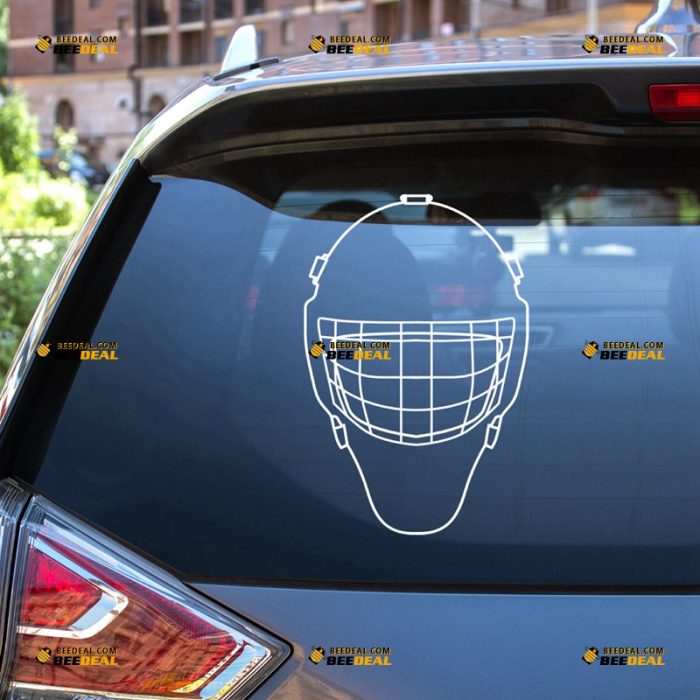 Hockey Helmet Sticker Decal Vinyl – For Car Truck Bumper Bike Laptop – Custom, Choose Size Color – Die Cut No Background
