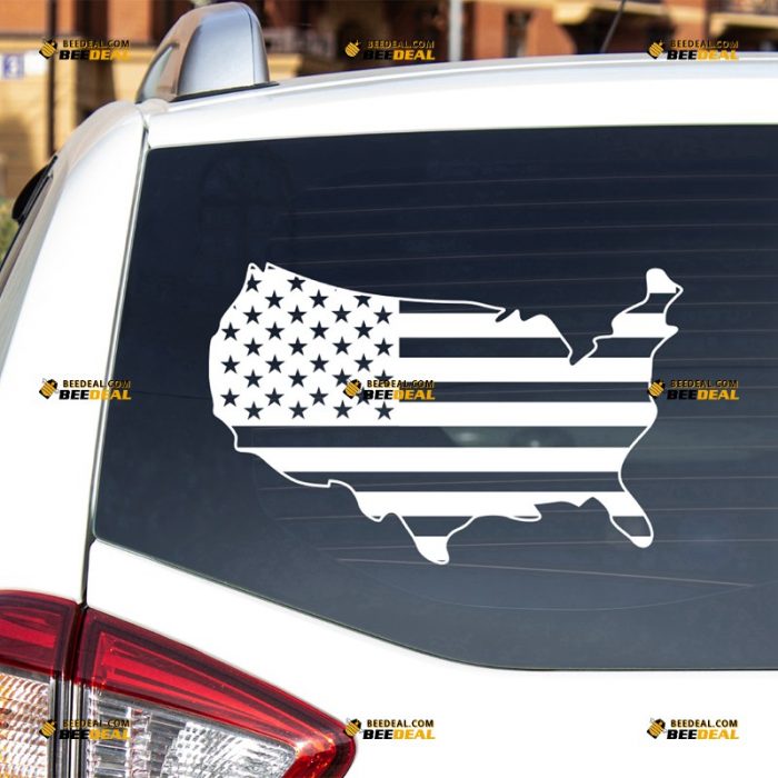 American Map Sticker Decal Vinyl, US Flag Design, Single Color – For Car Truck Bumper Bike Laptop – Custom, Choose Size Color – Die Cut No Background 7431256
