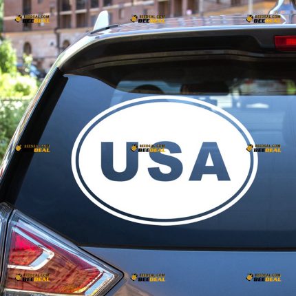 USA Oval Sticker Decal Vinyl, American Country Code, Single Color – For Car Truck Bumper Bike Laptop – Custom, Choose Size Color – Die Cut No Background 7431757
