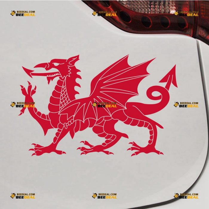 Welsh Dragon Sticker Decal Vinyl, Wales Y Ddraig Goch – For Car Laptop Window Boat – Custom, Choose Size Color – Die Cut No Background 7431033