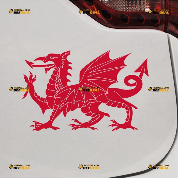 Welsh Dragon Sticker Decal Vinyl, Wales Y Ddraig Goch – For Car Truck Bumper Bike Laptop – Custom, Choose Size Color – Die Cut No Background 7431031