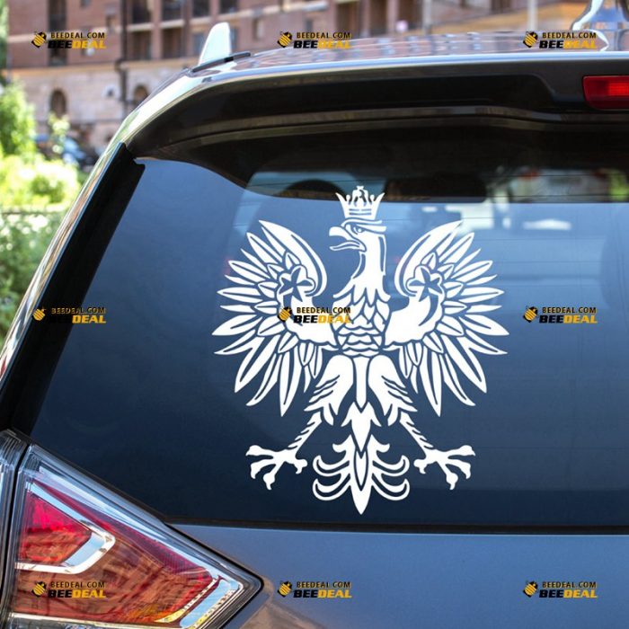 Polish Eagle Sticker Decal Vinyl, Coat Of Arms of Poland Polska, Single Color – For Car Truck Bumper Bike Laptop – Custom, Choose Size Color – Die Cut No Background 7432303