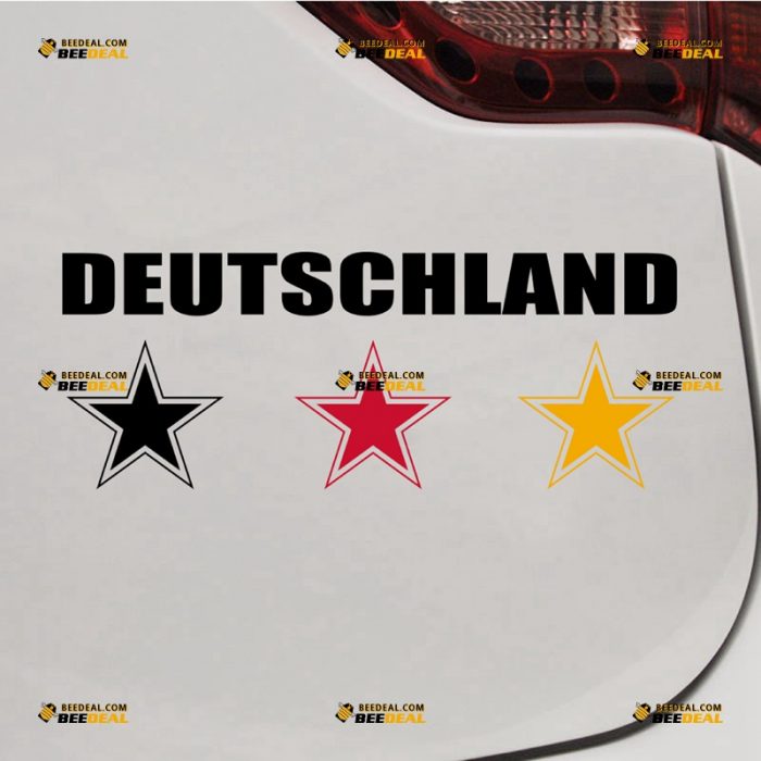 Germany Sticker Decal Vinyl, Deutschland, German Flag Color Stars – For Car Truck Bumper Bike Laptop – Custom, Choose Size – Die Cut No Background