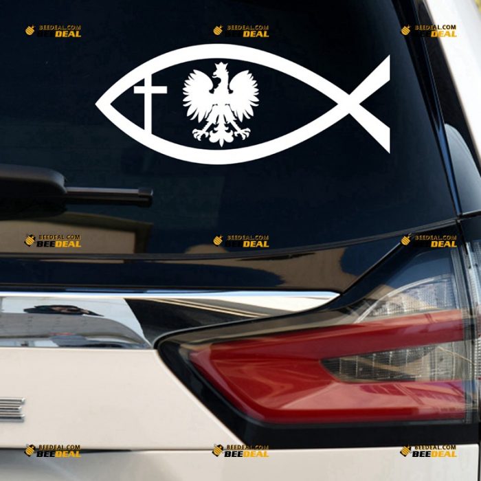 Poland Sticker Decal Vinyl, Jesus Fish, Polish Eagle Coat Of Arms of Poland – For Car Truck Bumper Bike Laptop – Custom, Choose Size Color – Die Cut No Background 7432305