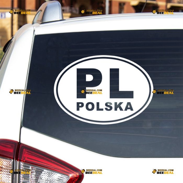 Poland Sticker Decal Vinyl, Polish Oval Country Code PL Polska – For Car Truck Bumper Bike Laptop – Custom, Choose Size Color – Die Cut No Background 7432313