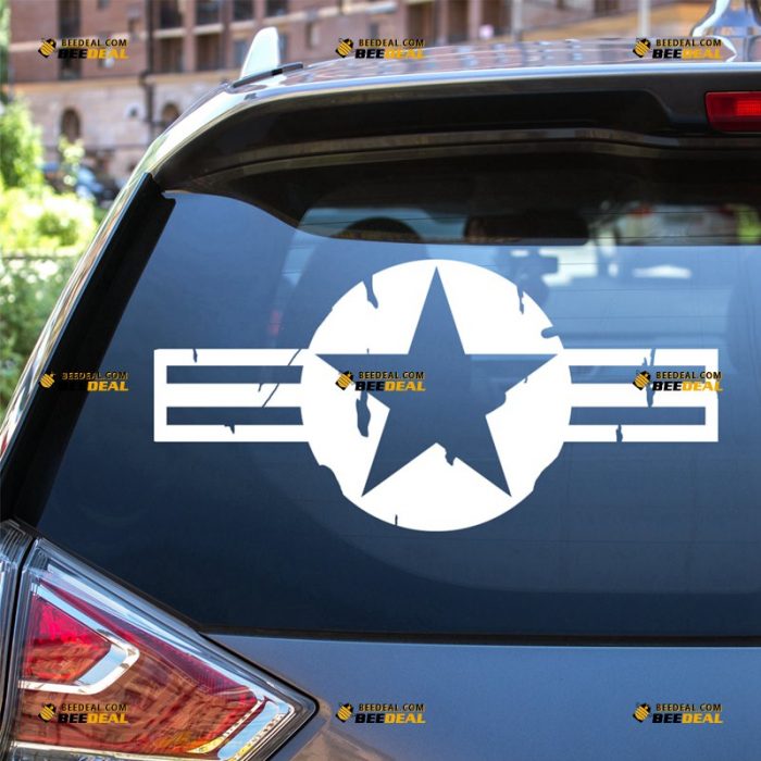 Air Force Star Sticker Decal Vinyl, World War, Distressed Tattered Style – Fit For Ford Chevy GMC Toyota Jeep Car Pickup Truck Plane – Custom, Choose Size Color – Die Cut No Background 7131404