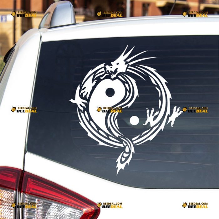 Yin Yang Sticker Decal Vinyl, Chinese Dragon, Oriental Dragon, Tao – For Car Truck Bumper Bike Laptop – Custom, Choose Size Color – Die Cut No Background 62932111