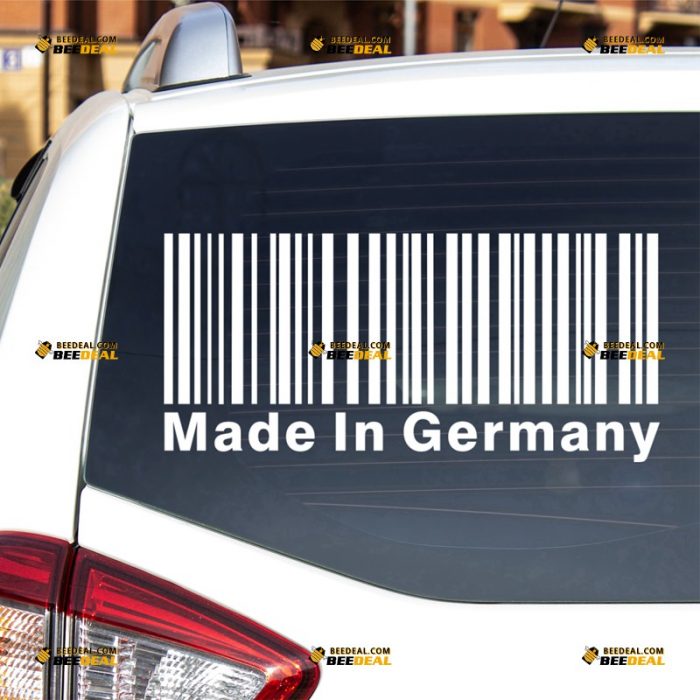 Made In Germany Sticker Decal Vinyl, Funny UPC Barcode Design – Fit For VW BMW Benz Audi Porsche Car Truck – Custom, Choose Size Color – Die Cut No Background 62931010