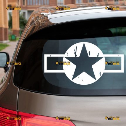 Air Force Star Sticker Decal Vinyl, WW2 Distressed Tattered Style – Fit For Ford Chevy GMC Toyota Jeep Car Pickup Truck Plane – Custom, Choose Size Color – Die Cut No Background 63031903