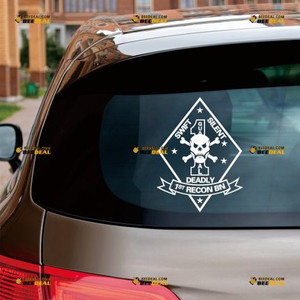 1st Reconnaissance Battalion Sticker Decal Vinyl, 1st Recon Bn, Single Color Outline – Custom, Choose Size Color – For Car Laptop Window Boat – Die Cut No Background