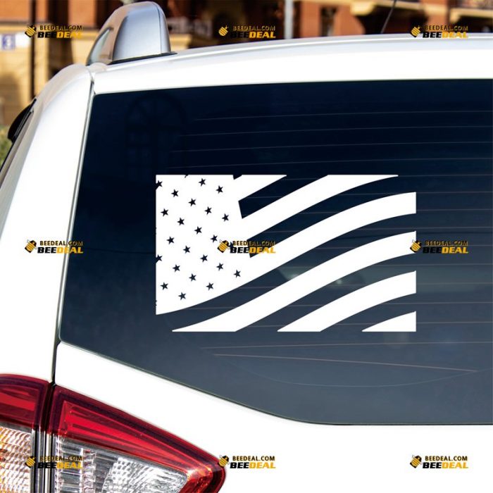 American Flag Sticker Decal Vinyl, USA Patriotic – Custom Choose Size Color – For Car Laptop Window Boat – Die Cut No Background 062631224
