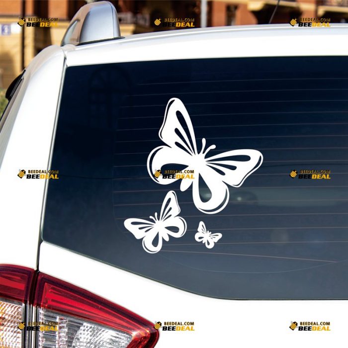 Butterfly Sticker Decal Vinyl, Group Of Three, Outline Single Color – Custom, Choose Size Color – For Car Laptop Window Boat – Die Cut No Background 062831232
