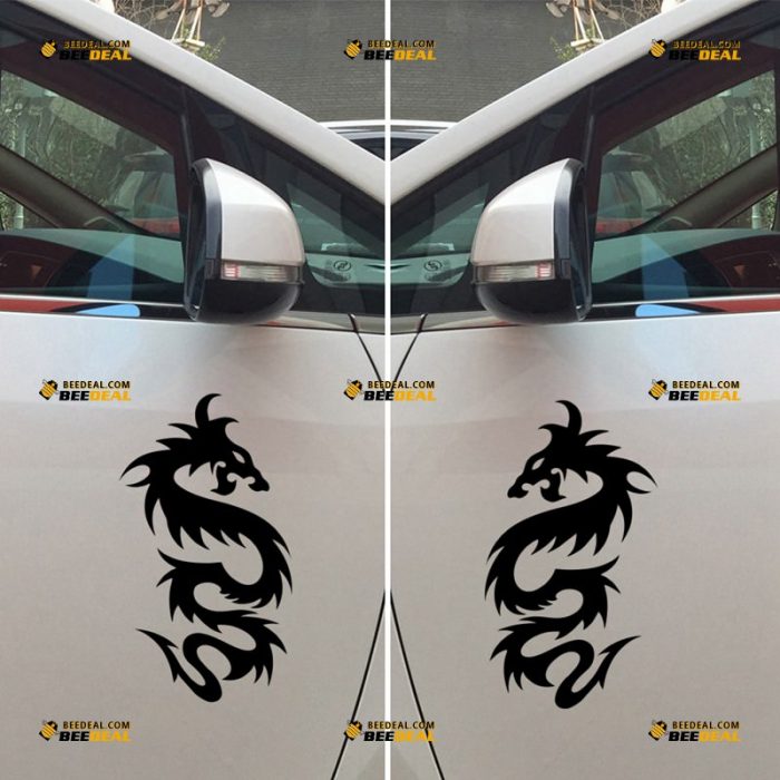 Chinese Dragon Sticker Decal Vinyl East Asian Dragon – Mirror Images Reversed – Custom Choose Size Color – For Car Laptop Window Boat – Die Cut No Background 062631010