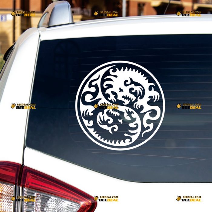 Yin Yang Sticker Decal Vinyl, Chinese Dragon, Oriental Dragon, Tao – Custom, Choose Size Color – For Car Laptop Window Boat – Die Cut No Background 062831036