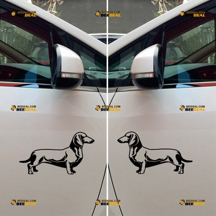 Dachshund Sticker Decal Vinyl, Dog Outline – Mirror Images Reversed – Custom, Choose Size Color – For Car Laptop Window Boat – Die Cut No Background 062632249
