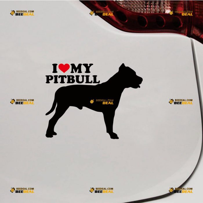 American Pit Bull Terrier Sticker Decal Vinyl, I Love My Pit Bull Dog – Custom Choose Size Color – For Car Laptop Window Boat – Die Cut No Background 062631328