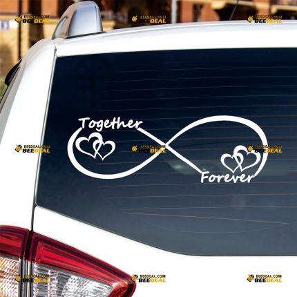 Infinity Sticker Decal Vinyl, Together Forever, Love Hearts – Custom, Choose Size Color – For Car Laptop Window Boat – Die Cut No Background 062830941