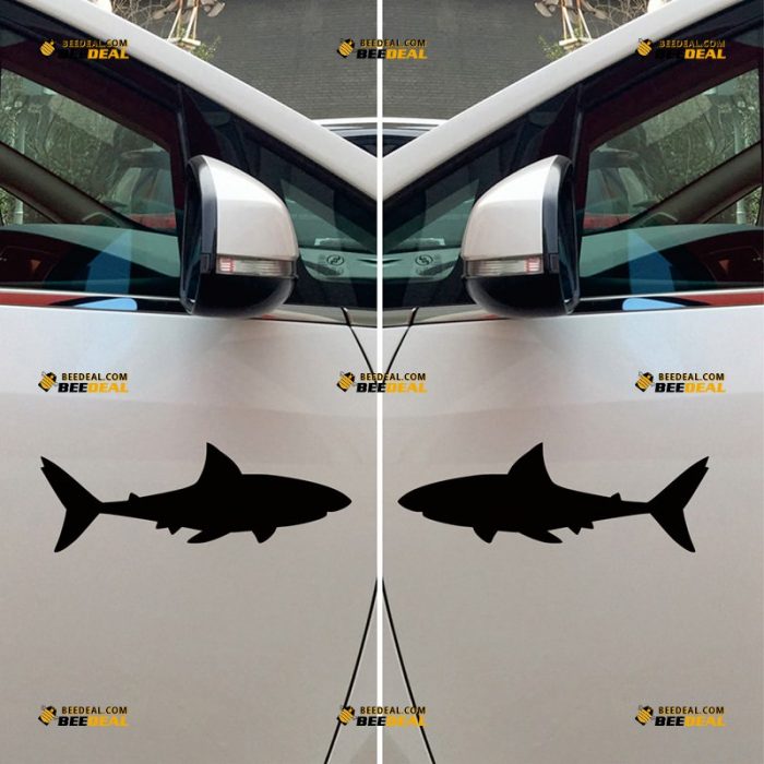 Shark Fish Sticker Decal Vinyl – Mirror Images Reversed – Custom Choose Size Color – For Car Laptop Window Boat – Die Cut No Background 062631148