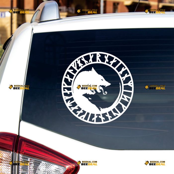 Viking Wolf Sticker Decal Vinyl, Norse Odin, Circle – Custom, Choose Size Color – For Car Laptop Window Boat – Die Cut No Background 062731330