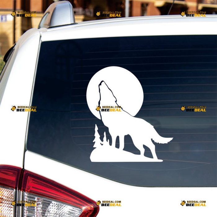 Wolf Sticker Decal Vinyl, Howling Wolves, Night Moon Forest, Silhouette – Custom, Choose Size Color – For Car Laptop Window Boat – Die Cut No Background 062731551