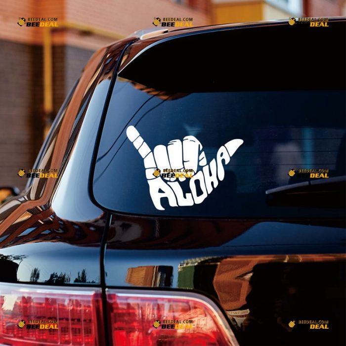 Aloha Sticker Decal Vinyl, Shaka Hand Hang Loose Sign Symbol – Custom Choose Size Color – For Car Laptop Window Boat – Die Cut No Background 062331238
