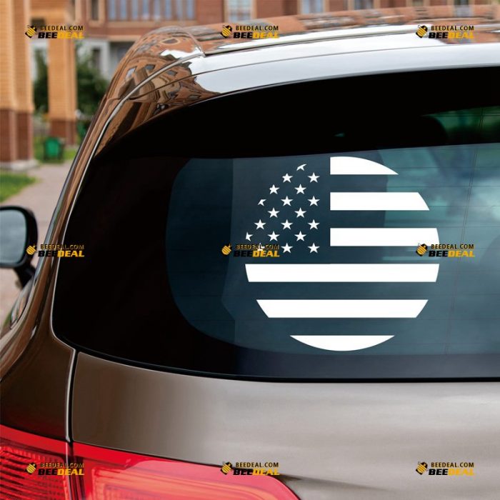 American Flag Sticker Decal Vinyl, Round, Single Color – Custom Choose Size Color – For Car Laptop Window Boat – Die Cut No Background 062231614