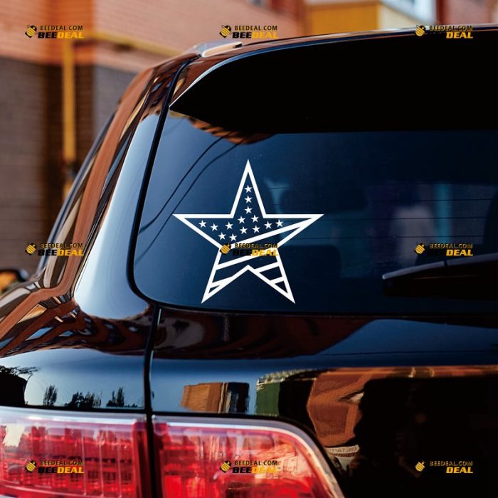 American Flag Sticker Decal Vinyl, Star Shaped, Single Color – Custom Choose Size Color – For Car Laptop Window Boat – Die Cut No Background