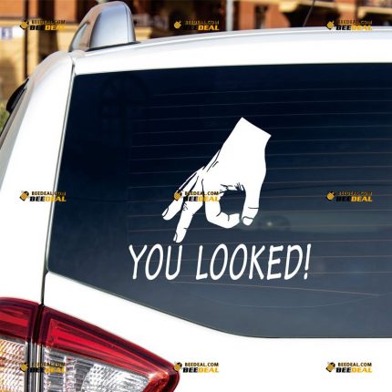 You Looked Sticker Decal Vinyl, Funny Hand Gesture, Circle Game – Custom Choose Size Color – For Car Laptop Window Boat – Die Cut No Background 062231753
