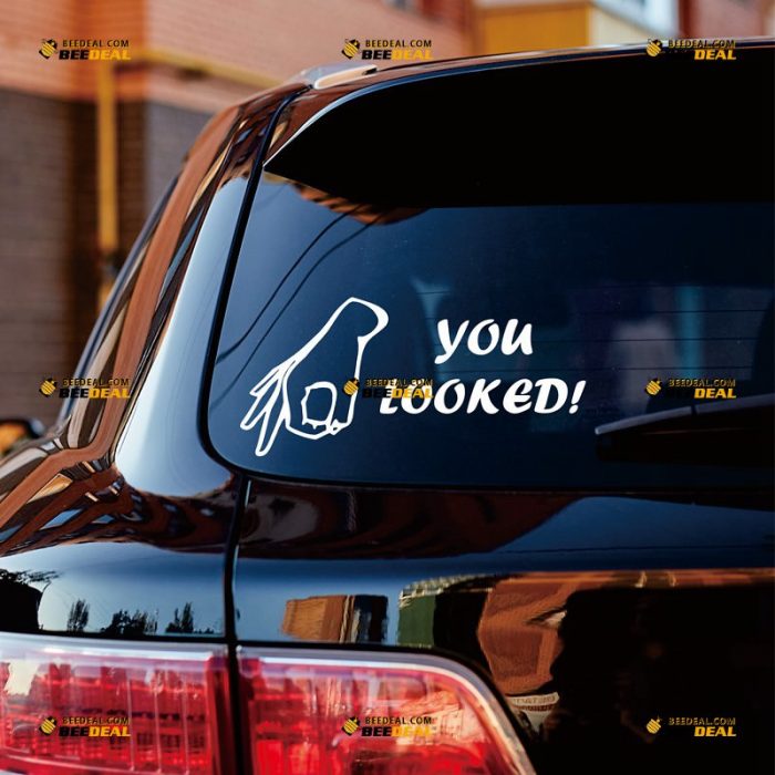 You Looked Sticker Decal Vinyl, Funny Hand Gesture, Circle Game – Custom Choose Size Color – For Car Laptop Window Boat – Die Cut No Background 062531832