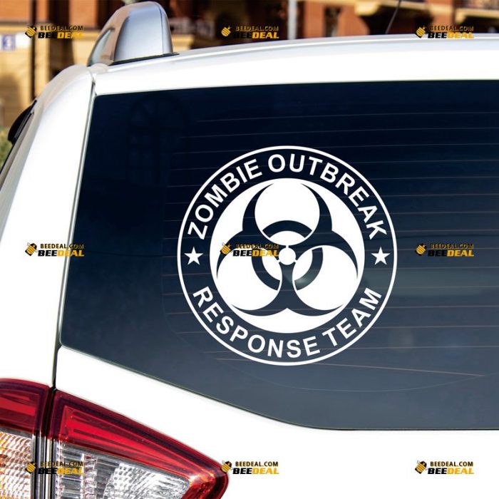 Zombie Sticker Decal Vinyl, Outbreak Response Team, Biohazard Symbol, Circle – Custom Choose Size Color – For Car Laptop Window Boat – Die Cut No Background 062231747