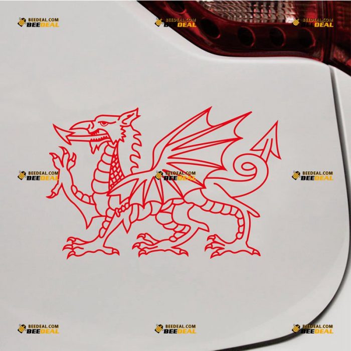 Welsh Dragon Sticker Decal Vinyl, Red Wales Y Ddraig Goch – Custom Choose Size Color – For Car Laptop Window Boat – Die Cut No Background 062331338