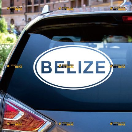 Belize Sticker Decal Vinyl, Oval Country Code – Custom Choose Size Color – For Car Laptop Window Boat – Die Cut No Background