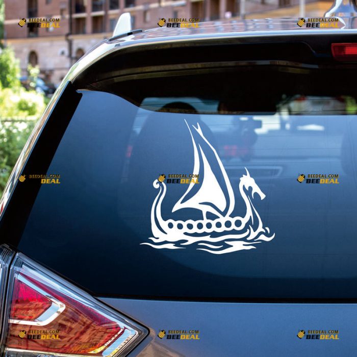 Viking Ship Sticker Decal Vinyl, Dragon Head, Norse Odin – Custom Choose Size Color – For Car Laptop Window Boat – Die Cut No Background 061631108