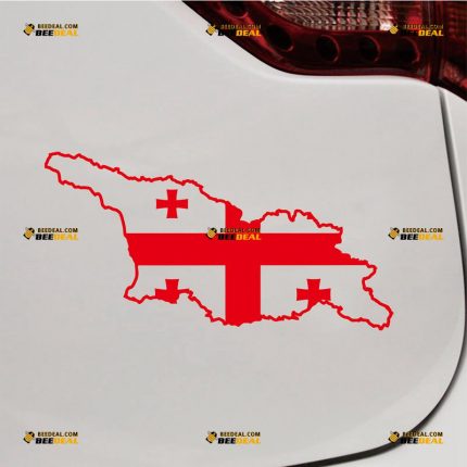Georgia Country Sticker Decal Vinyl, Republic Flag And Map Outline, European – Custom Choose Size Color – For Car Laptop Window Boat – Die Cut No Background 062231206