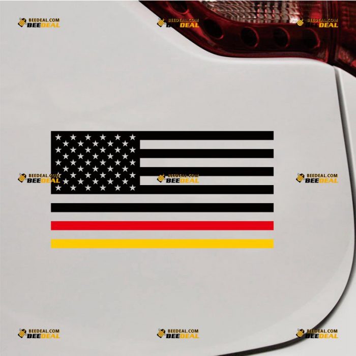 American Sticker Decal Vinyl, Merged German Flag Color Stripes, Black – Custom Choose Size Color – For Car Laptop Window Boat – Die Cut No Background