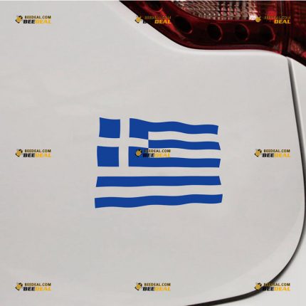 Waving Greek Flag Sticker Decal Vinyl Greece – Custom Choose Size Color – For Car Laptop Window Boat – Die Cut No Background 061630043