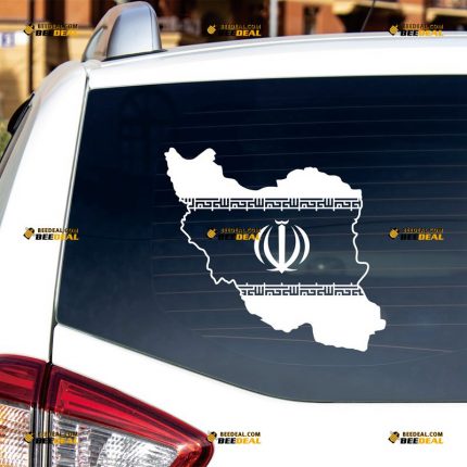 Iran Sticker Decal Vinyl, Iranian Map And Flag, Outline, Islamic – Custom Choose Size Color – For Car Laptop Window Boat – Die Cut No Background