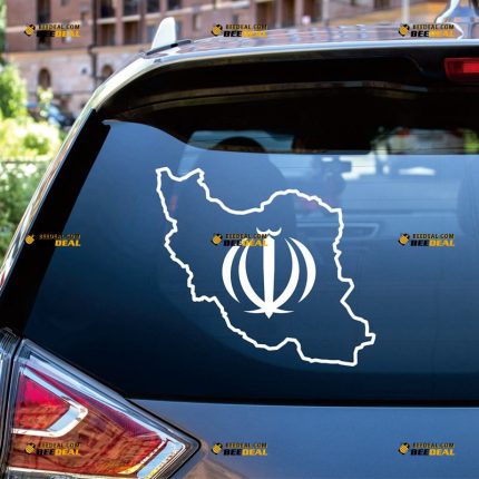 Iran Map Sticker Decal Vinyl, Iranian Country Outline, Flag Emblem – Custom Choose Size Color – For Car Laptop Window Boat – Die Cut No Background