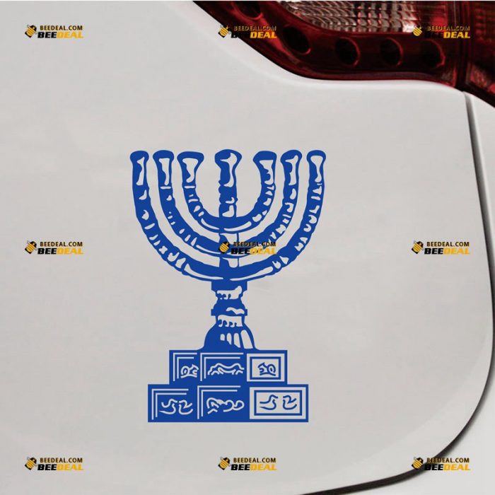 Menorah Sticker Decal Vinyl, 7 Branches Temple, Israel Jewish – Custom Choose Size Color – For Car Laptop Window Boat – Die Cut No Background 062230004
