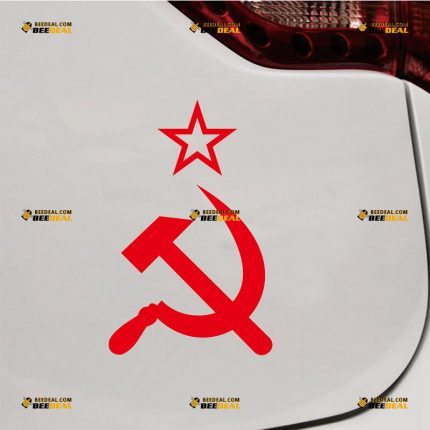 USSR Sticker Decal Vinyl, Hammer And Sickle, Russian Soviet Union Star – Custom Choose Size Color – For Car Laptop Window Boat – Die Cut No Background 061631125