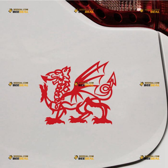 Welsh Dragon Sticker Decal Vinyl, Red Wales Y Ddraig Goch – Custom Choose Size Color – For Car Laptop Window Boat – Die Cut No Background 061930053