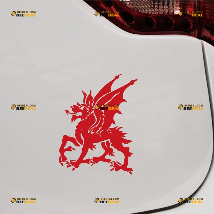 Welsh Dragon Sticker Decal Vinyl, Red Wales Y Ddraig Goch – Custom Choose Size Color – For Car Laptop Window Boat – Die Cut No Background 061930050