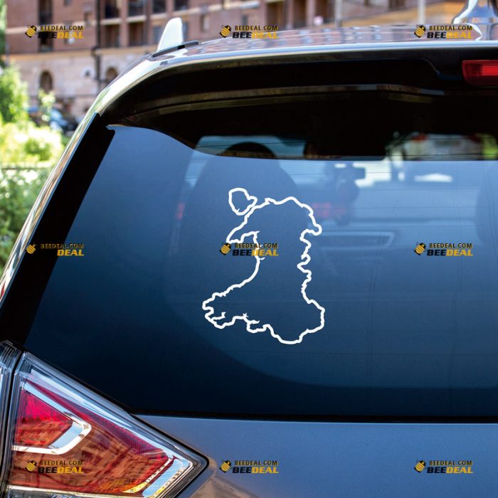 Wales Map Sticker Decal Vinyl, Welsh Outline Silhouette – Custom Choose Size Color – For Car Laptop Window Boat – Die Cut No Background 061930039