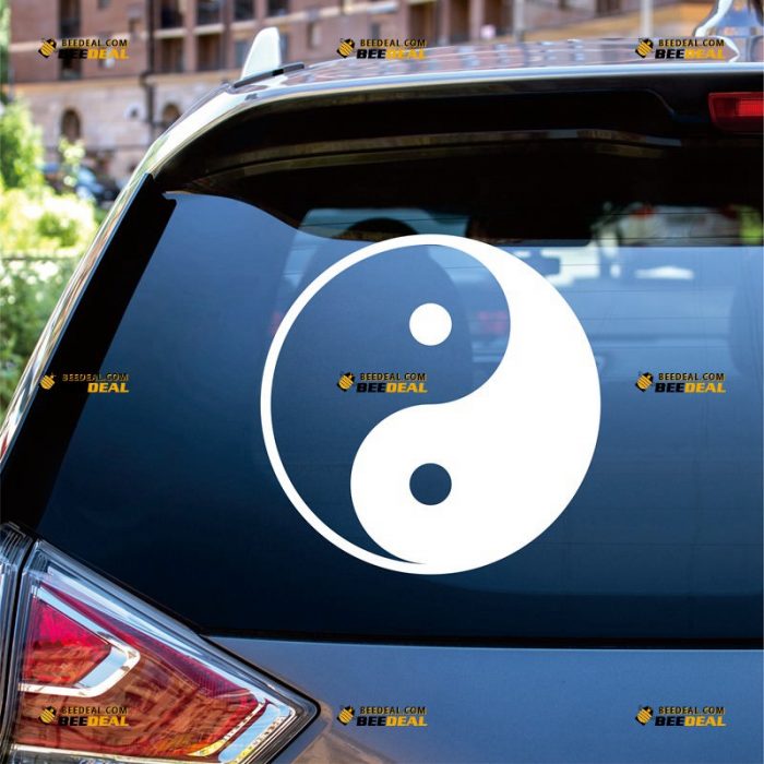 Yin Yang Sticker Decal Vinyl, Negative Positive, Chinese Taichi Symbol, Round – Custom Choose Size Color – For Car Laptop Window Boat – Die Cut No Background 062132256