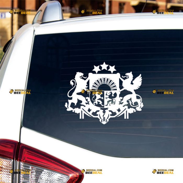 Latvian Coat Of Arms Emblem Sticker Decal Vinyl Latvia – Custom Choose Size Color – For Car Laptop Window Boat – Die Cut No Background