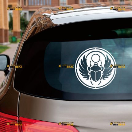Scarab Beetle Sticker Decal Vinyl Egypt Round – Custom Choose Size Color – For Car Laptop Window Boat – Die Cut No Background 06143g